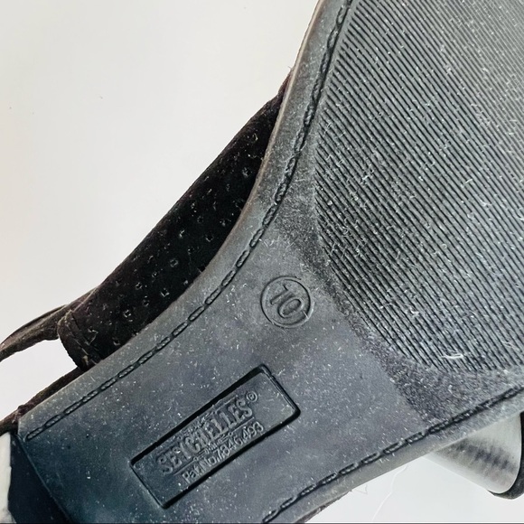 Seychelles black perforated block heel peep toe sandals - Picture 9 of 9